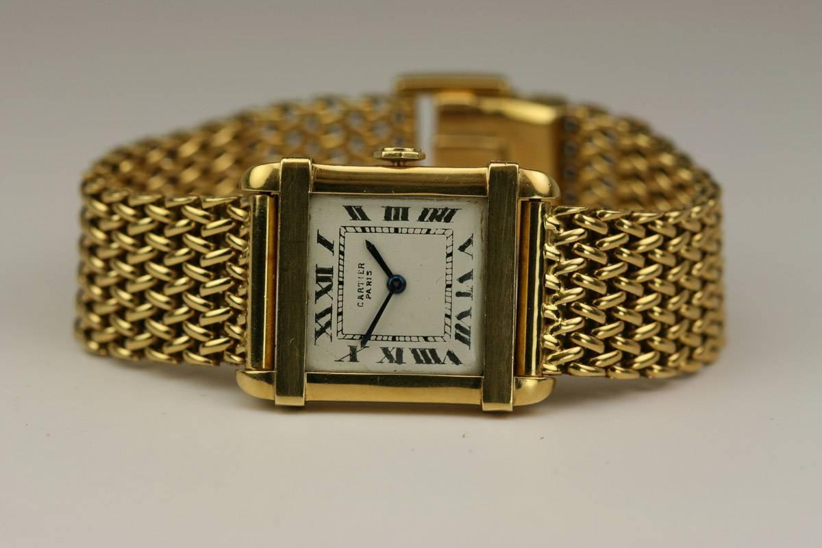 Women's or Men's CARTIER Yellow Gold Cartier Chinese Wristwatch circa 1940