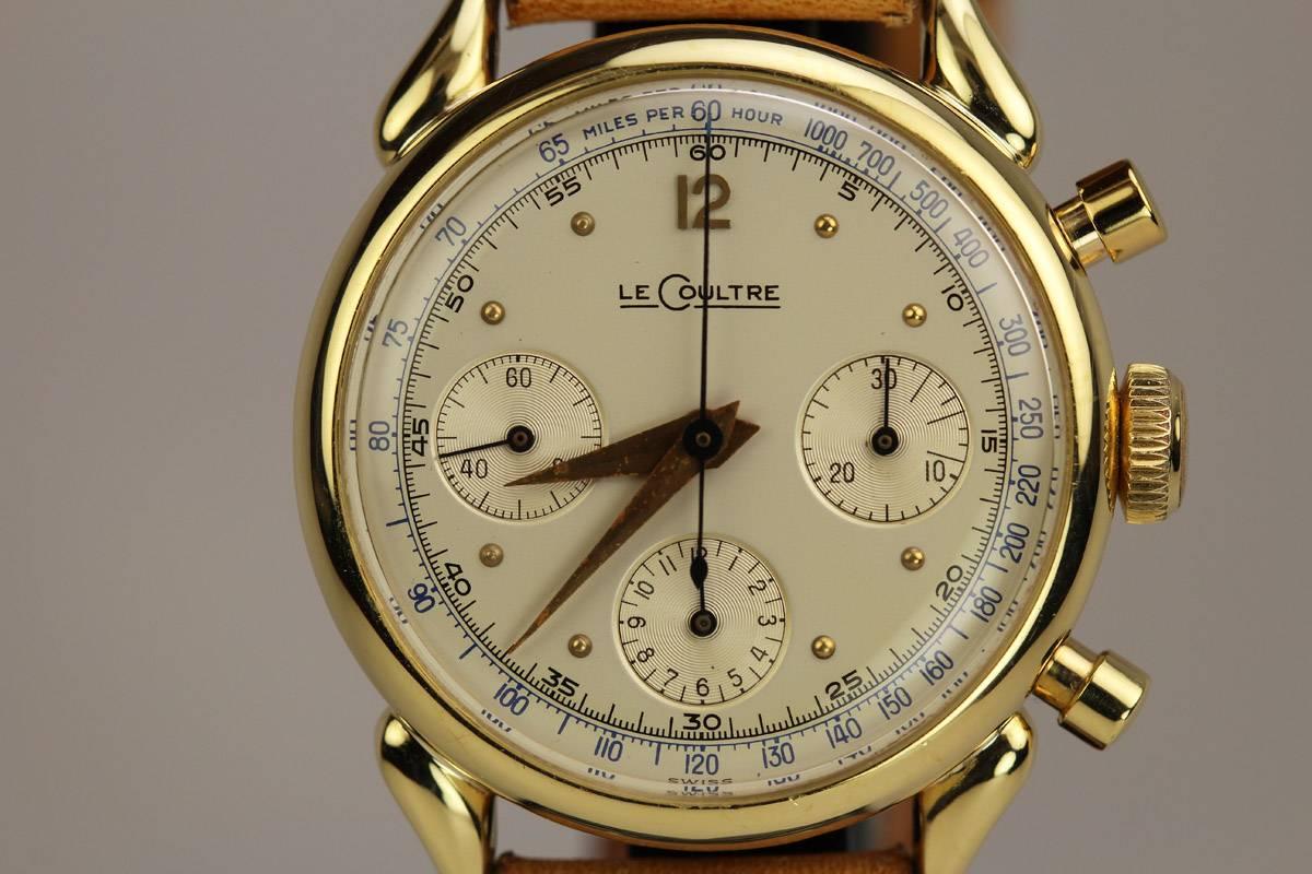Men's LeCoultre Yellow Gold Chronograph Wristwatch