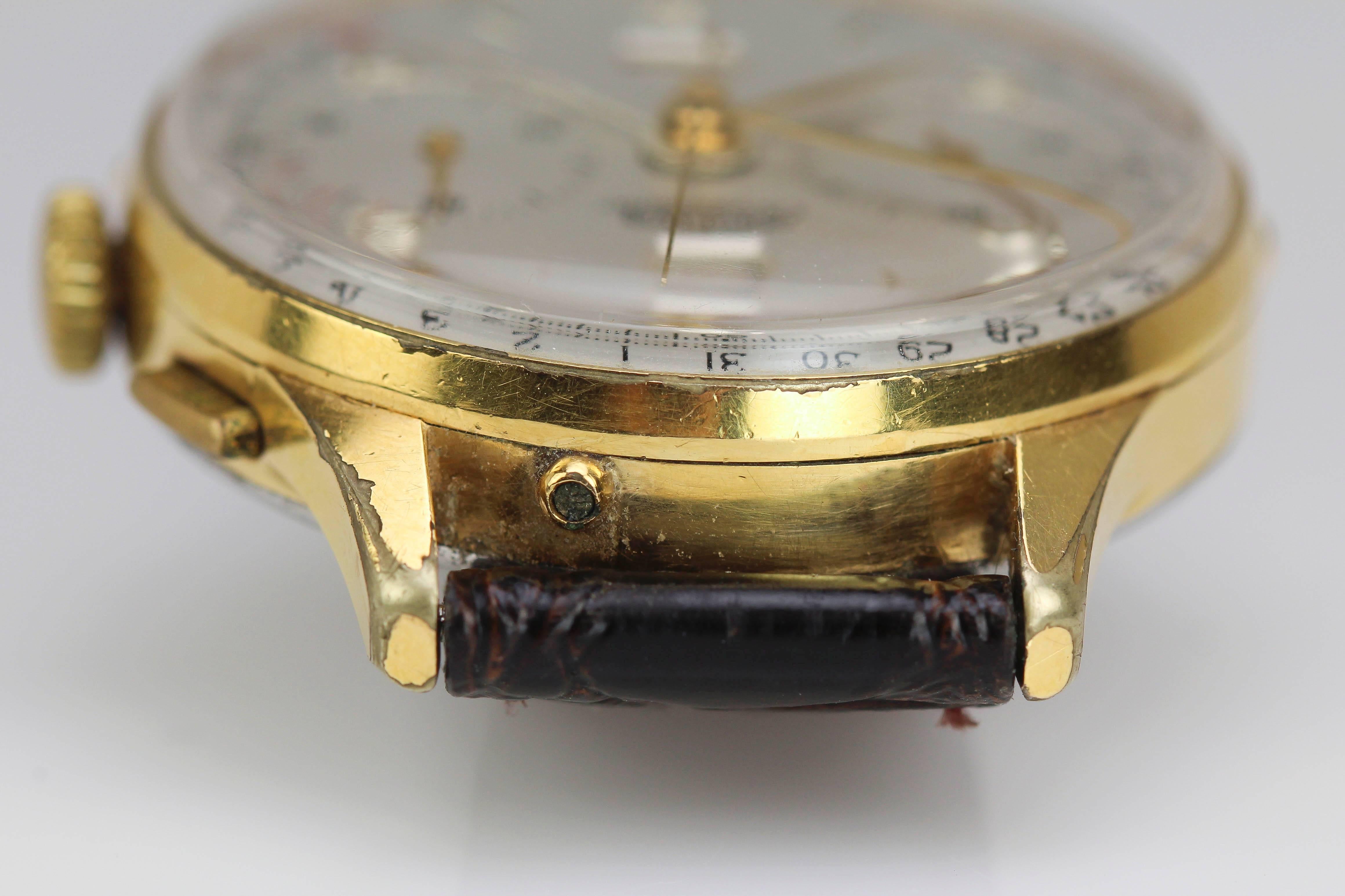 Angelus Gold Plate Chronodato Wristwatch Ref 462  4