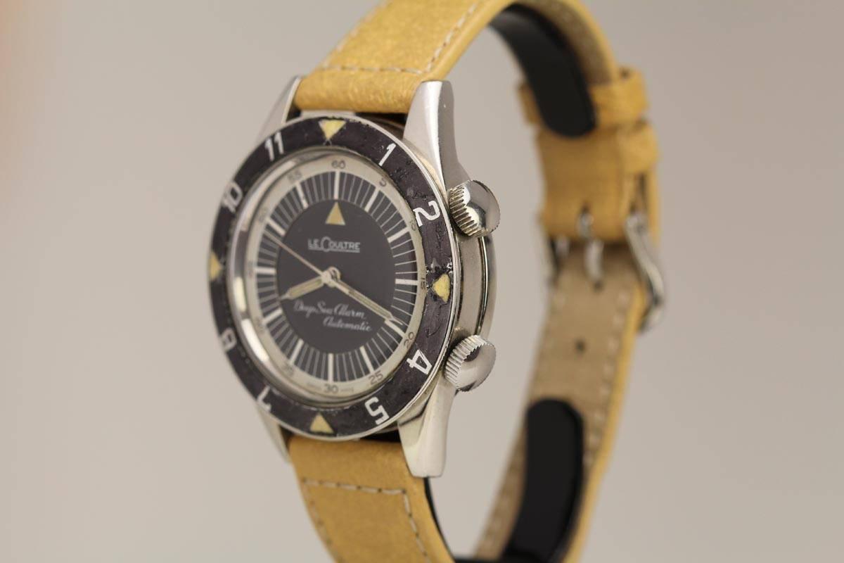 This is the rare Lecoultre Deep Sea alarm dive watch from the 1960s in excellent condition.  As seen in the pictures the watch has been worn but everything is original including the dial, case, bezel, hands and movement.  The Deep Sea is powered by