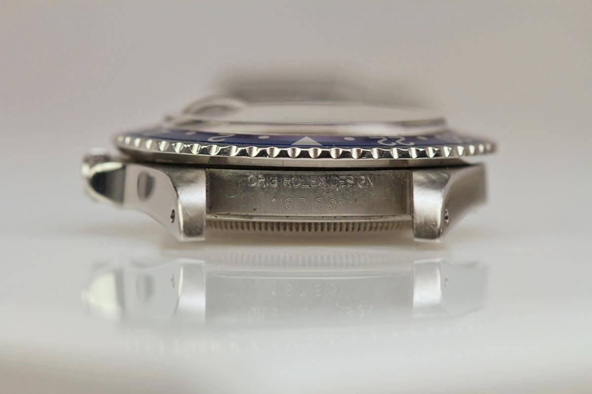 Rolex Stainless Steel GMT-Master Wristwatch Ref 16750  In Excellent Condition In Miami Beach, FL