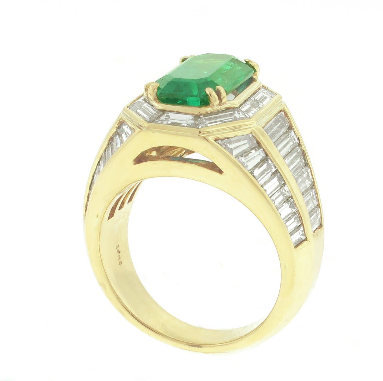 Modern Picchiotti Emerald and  Diamond Gold Ring