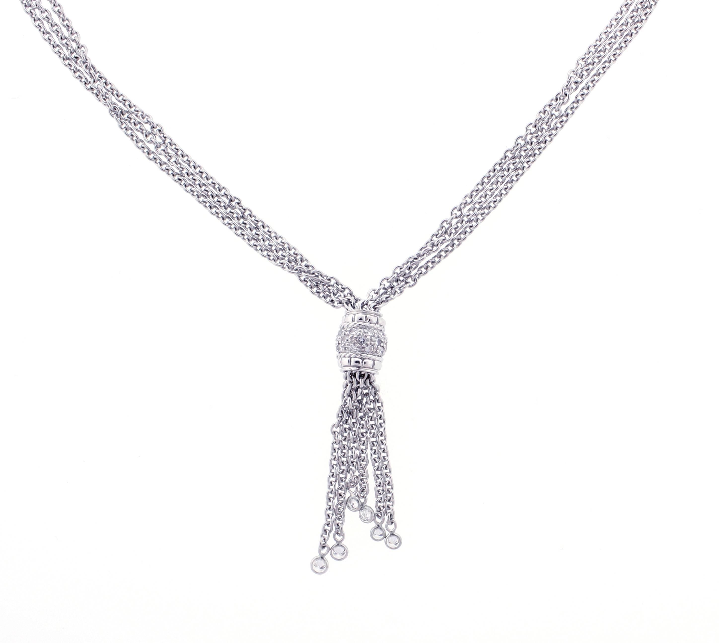 Penny Preville Diamond Platinum Tassel Necklace