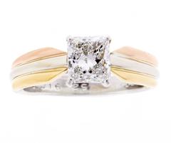 Cartier Trinity Radiant Diamond Gold Platinum Engagement Ring