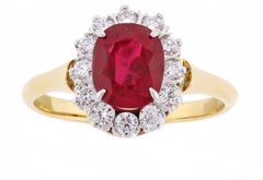 Burma No-Heat A.G.L. Ruby and Diamond Ring