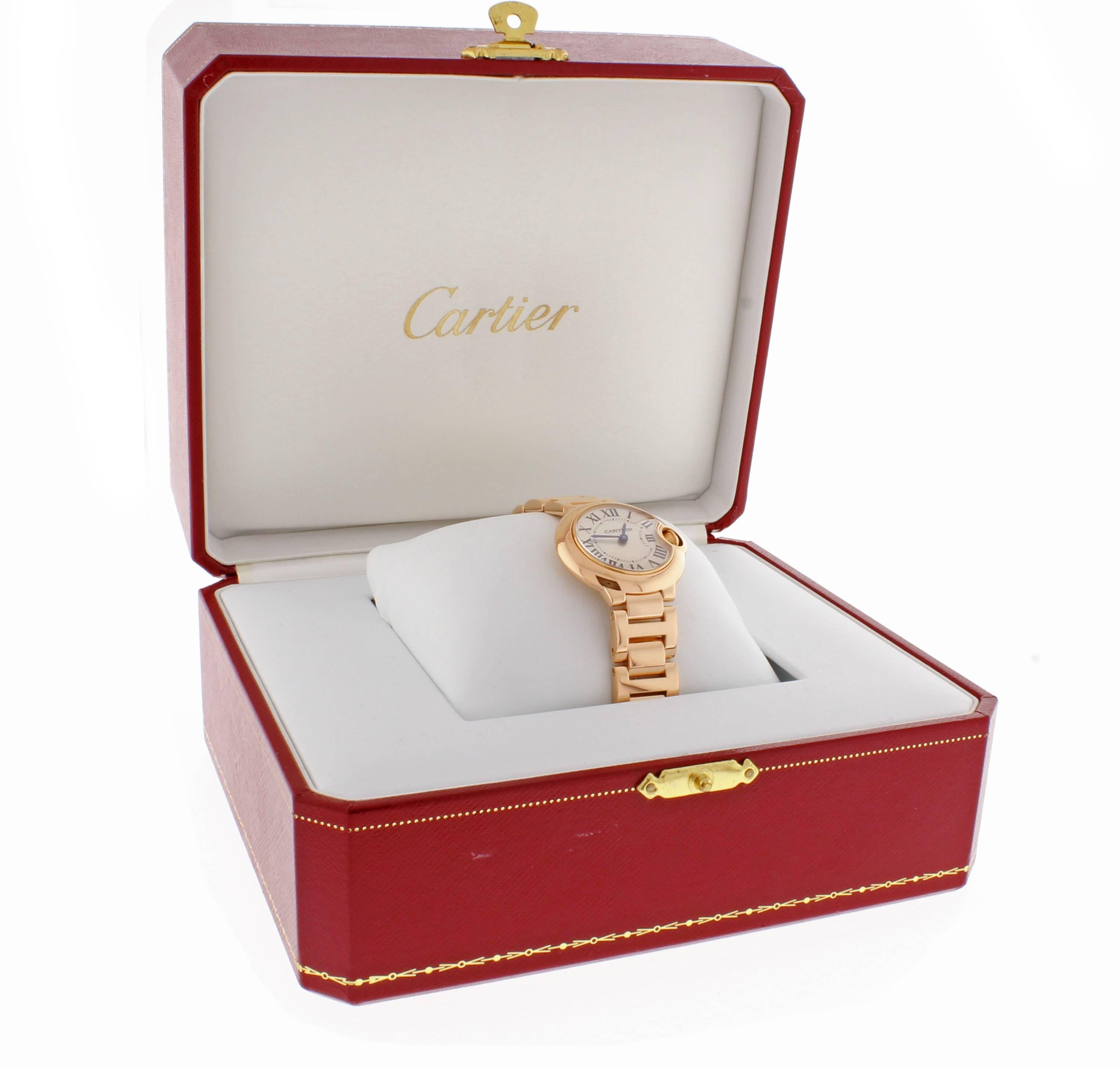 Cartier Ladies Ballon Bleu Pink Gold quartz Wristwatch In Excellent Condition In Bethesda, MD