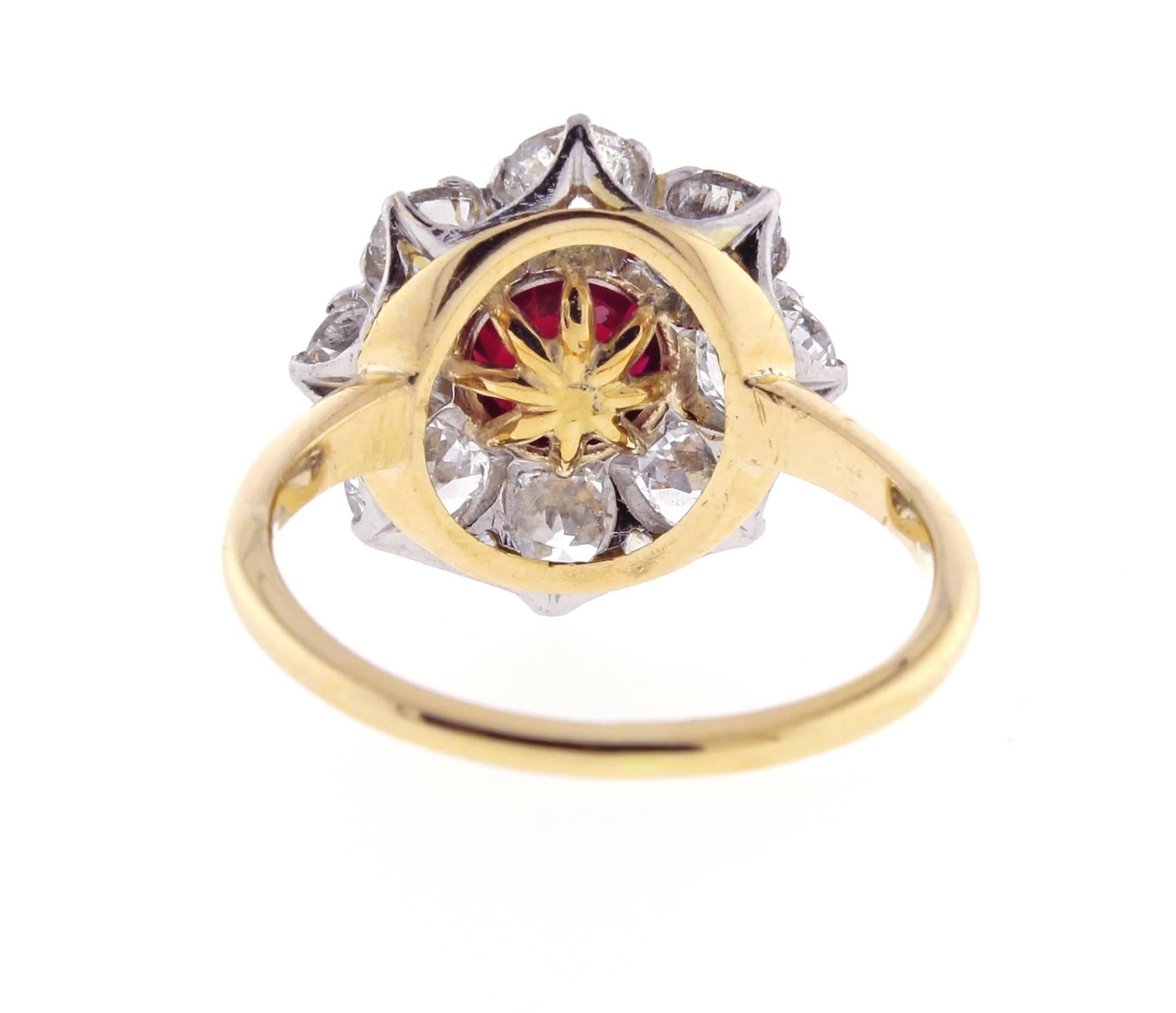 antique ruby and diamond cluster ring