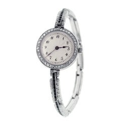 Antique Dreicer Lady's Platinum and Diamond Bracelet Watch circa 1915