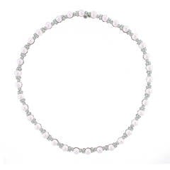 Tiffany & Co. Aria Pearl Diamond Platin-Halskette