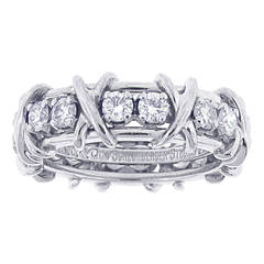 Tiffany & Co. Schlumberger 16 Stone Diamond Platinum X Ring