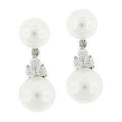 Tiffany Aria Pearl Diamond Platinum Earrings