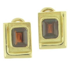 Vintage Burle-Marx Garnet Gold Earrings