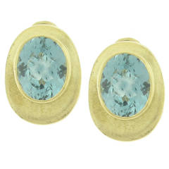 Vintage Burle Marx Blue Topaz Gold Earrings