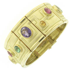 Vintage Burle-Marx Wide Multi Gemstone Gold Bracelet