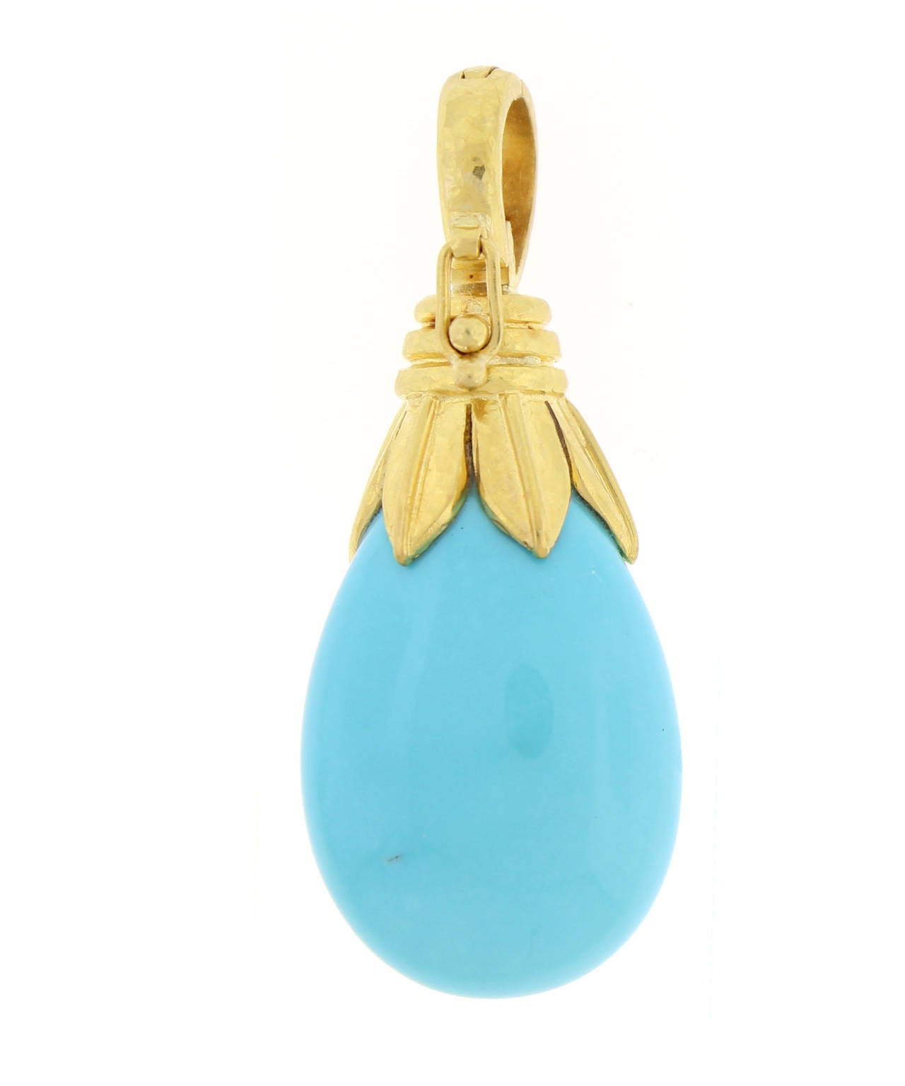 Elizabeth Locke Turquoise Gold Pendant In Excellent Condition In Bethesda, MD