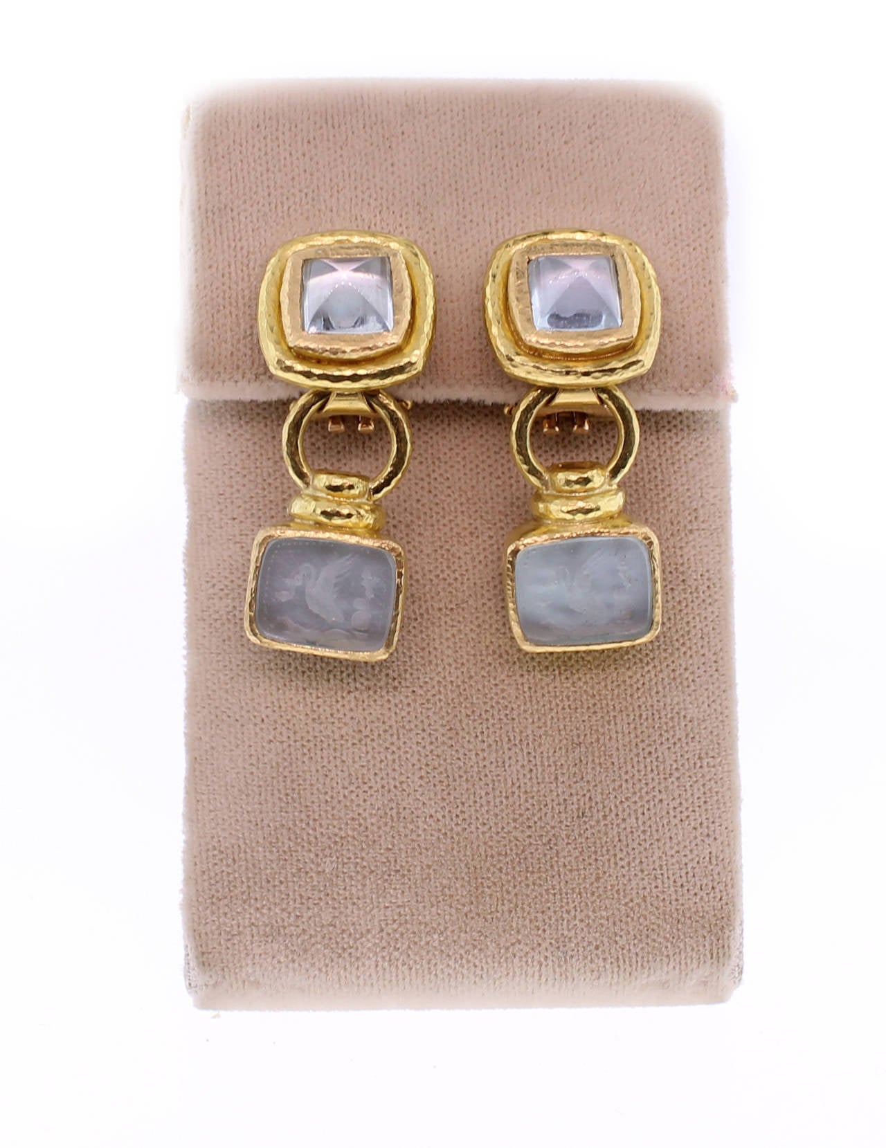 Women's Elizabeth Locke Venetian Glass Aquamarine Gold Earrings