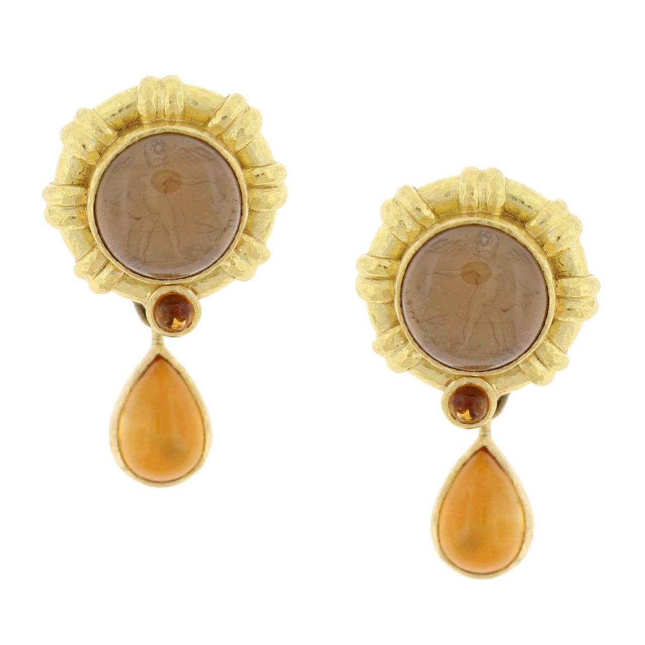 Elizabeth Locke Venetian Glass Citrine Gold Earrings