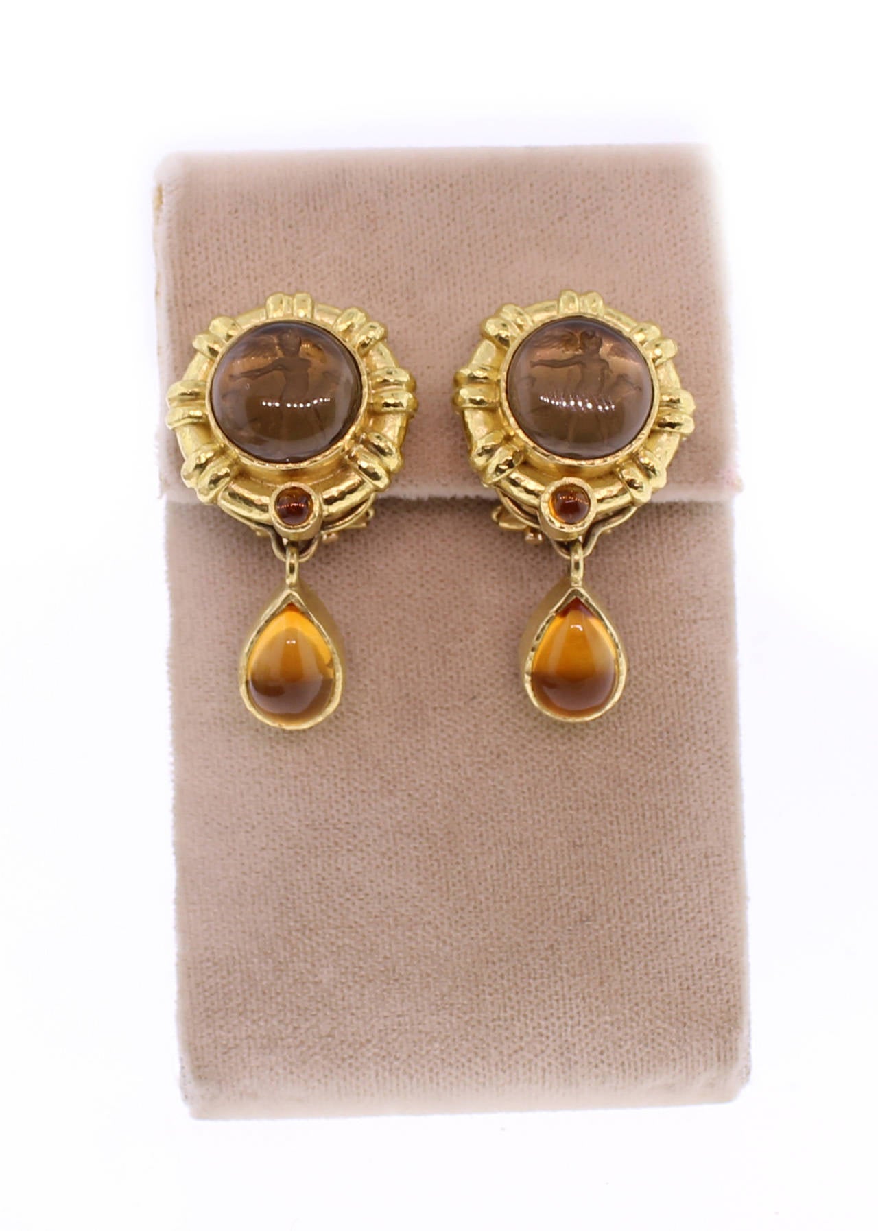 Women's Elizabeth Locke Venetian Glass Citrine Gold Earrings