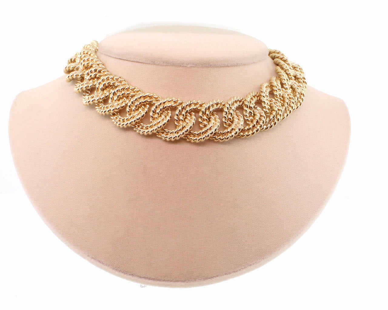 14 Karat yellow gold choker by Verdura. The necklace is comprised of interlocking double rope links. 242 grams. 15 inches, may be lengthened (price on request)