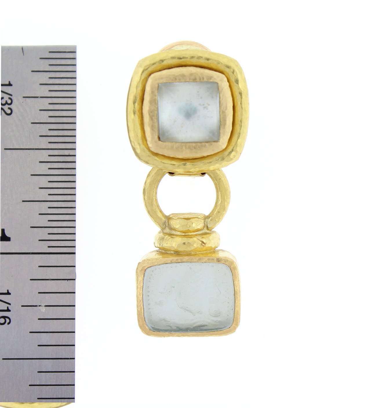 Elizabeth Locke Venetian Glass Aquamarine Gold Earrings 1