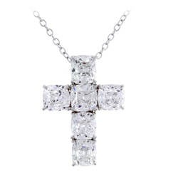 GIA Cert Diamond Cross Pendant by Ronald Abram