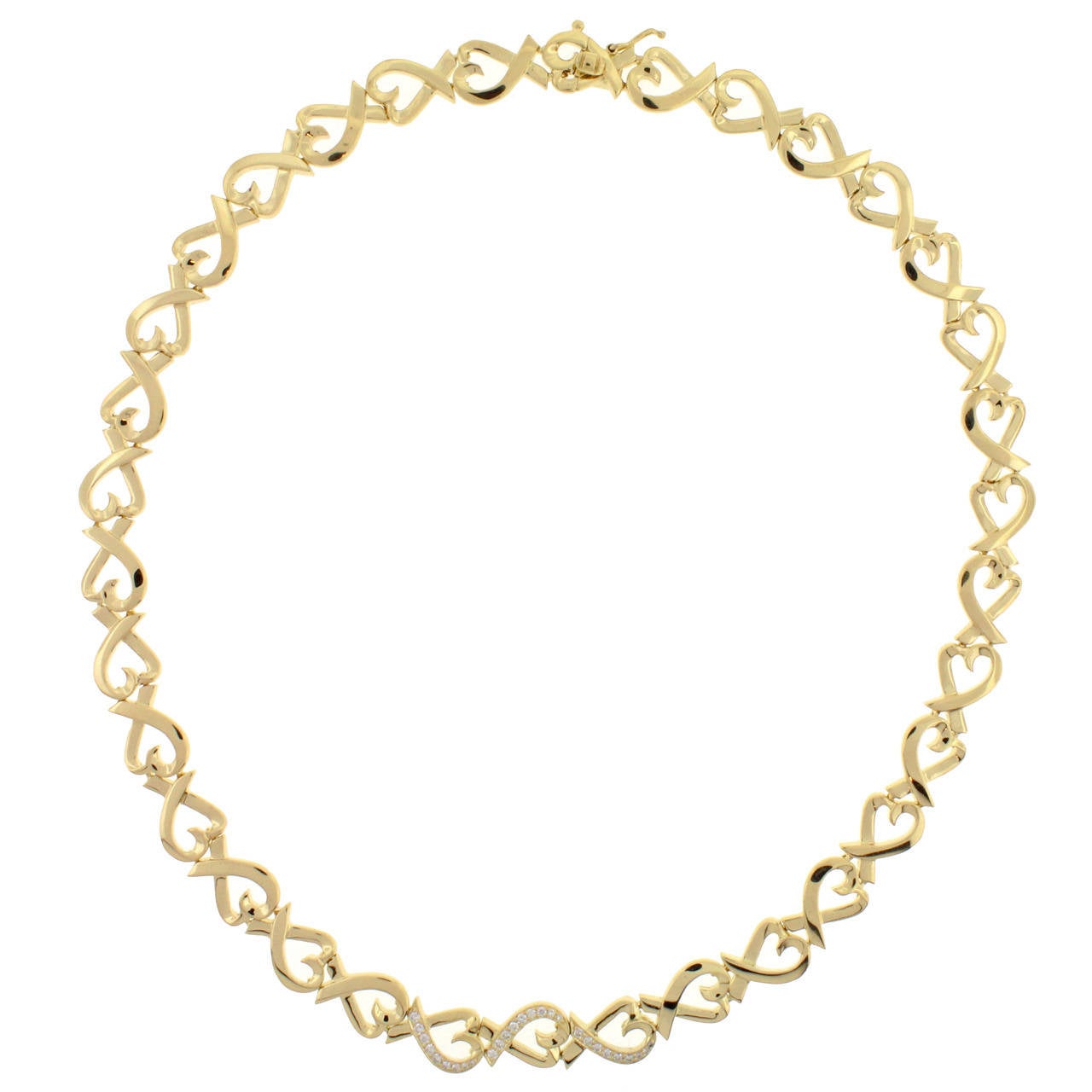Tiffany & Co. Paloma Picasso Diamond Gold Loving Heart Necklace
