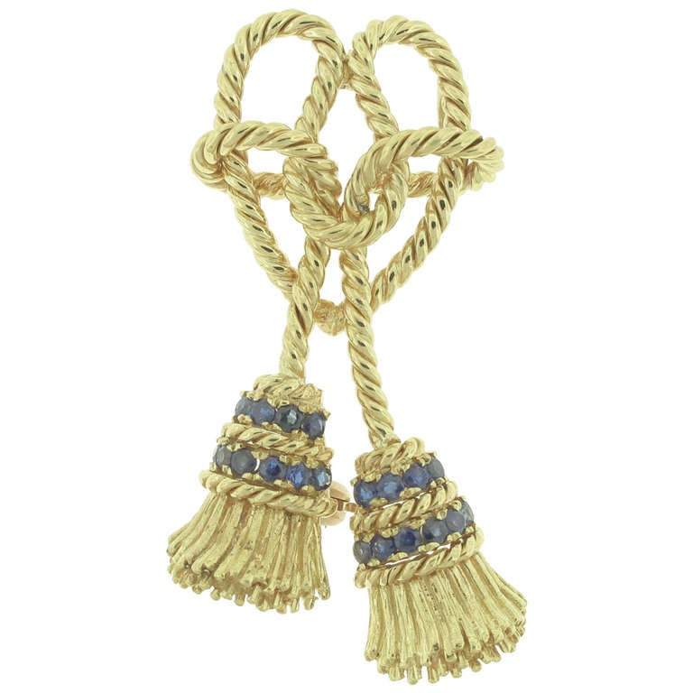 Tiffany & Co. Sapphire Gold Rope Brooch