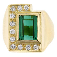 Burle-Marx Tourmaline Diamond Gold Cocktail Ring 7
