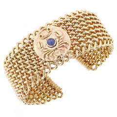 1940s Gold Wide Cuff Bracelet Formerly the Property of Iva Withers