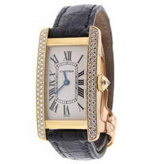 Cartier Yellow Gold Tank Americaine Quartz Wristwatch Ref 2482