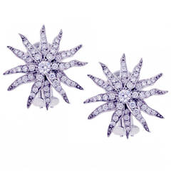 Tiffany Diamond Platinum Sunburst Earrings