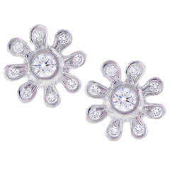 Tiffany & Co. Diamond Platinum Flower Earrings