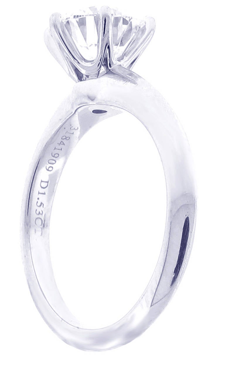 Tiffany & Co. Diamond Platinum Solitaire Ring 1.53 carats