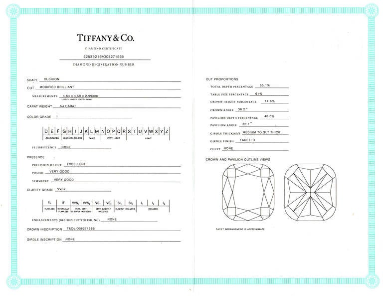 Tiffany & Co. Diamond Platinum Soleste Ring .54 Carats In New Condition In Bethesda, MD