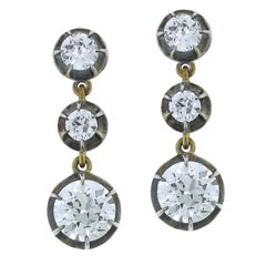 Antique European Cut Diamond Earrings