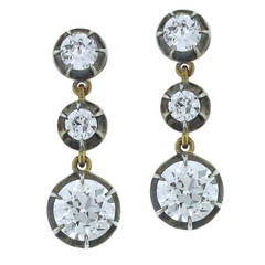 Antique European Cut Diamond Earrings 10