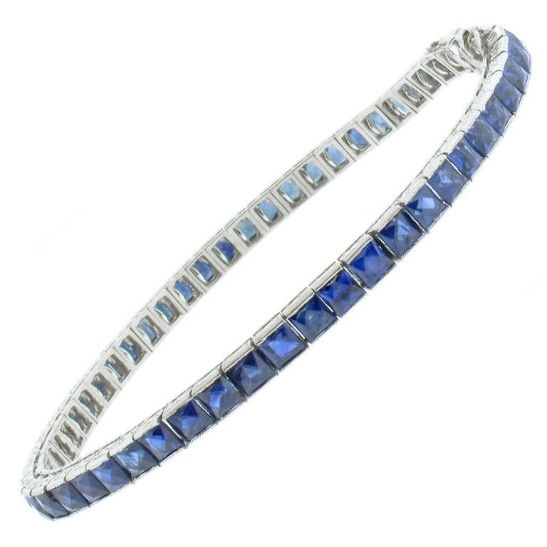 Sapphire Platinum Line Bracelet
