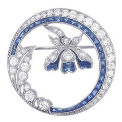 Antique Sapphire and Diamond Brooch circa 1930