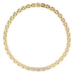 Cartier Maillon Panthere Three Row Diamond Gold Link Necklace