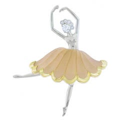 Ballerina Dancer Diamond Gold Brooch 2