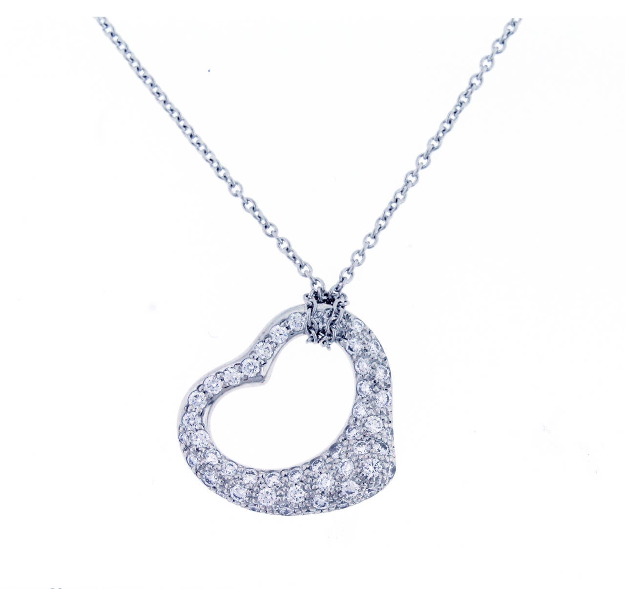 Tiffany & Co. Colgante Elsa Peretti Corazón Abierto Diamante platino Corte brillante en venta