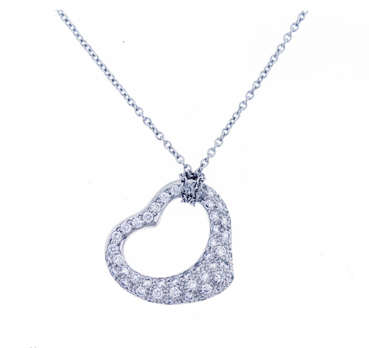 Tiffany and Co. Elsa Peretti Open Heart Diamond platinum Pendant For Sale  at 1stDibs | open heart diamond necklace, elsa peretti heart, elsa peretti open  heart diamond necklace