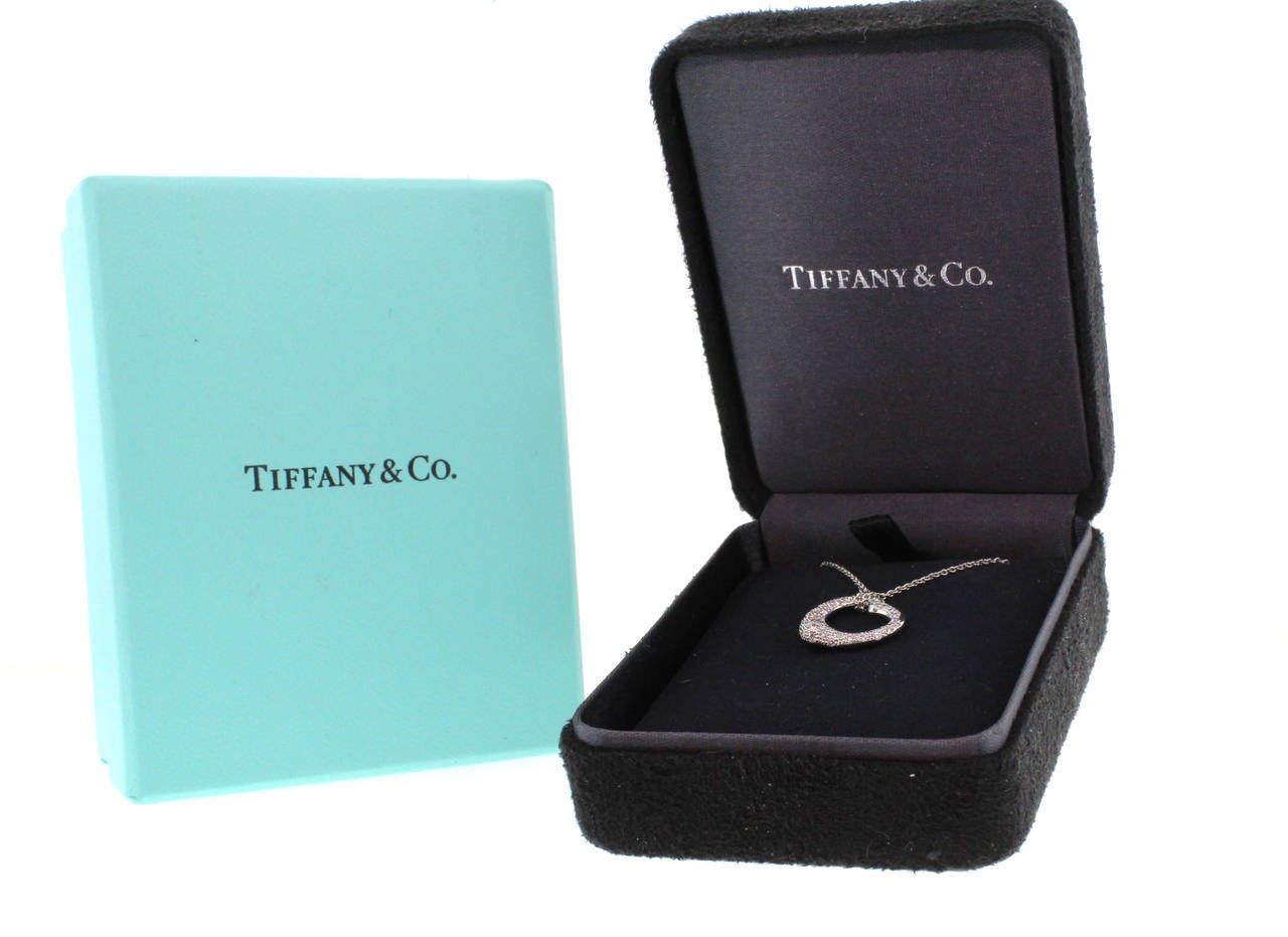 Tiffany and Co. Elsa Peretti Open Heart Diamond platinum Pendant For ...