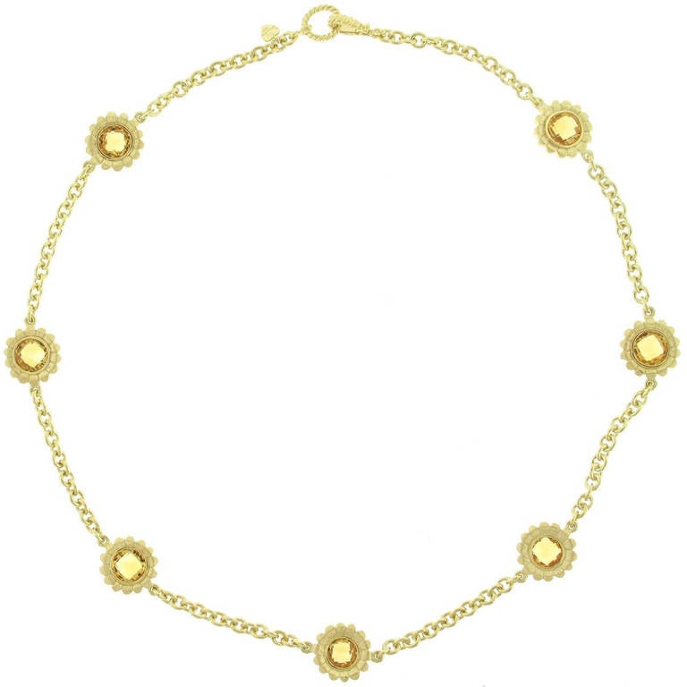 Bielka Citrine Gold Sunflower Necklace