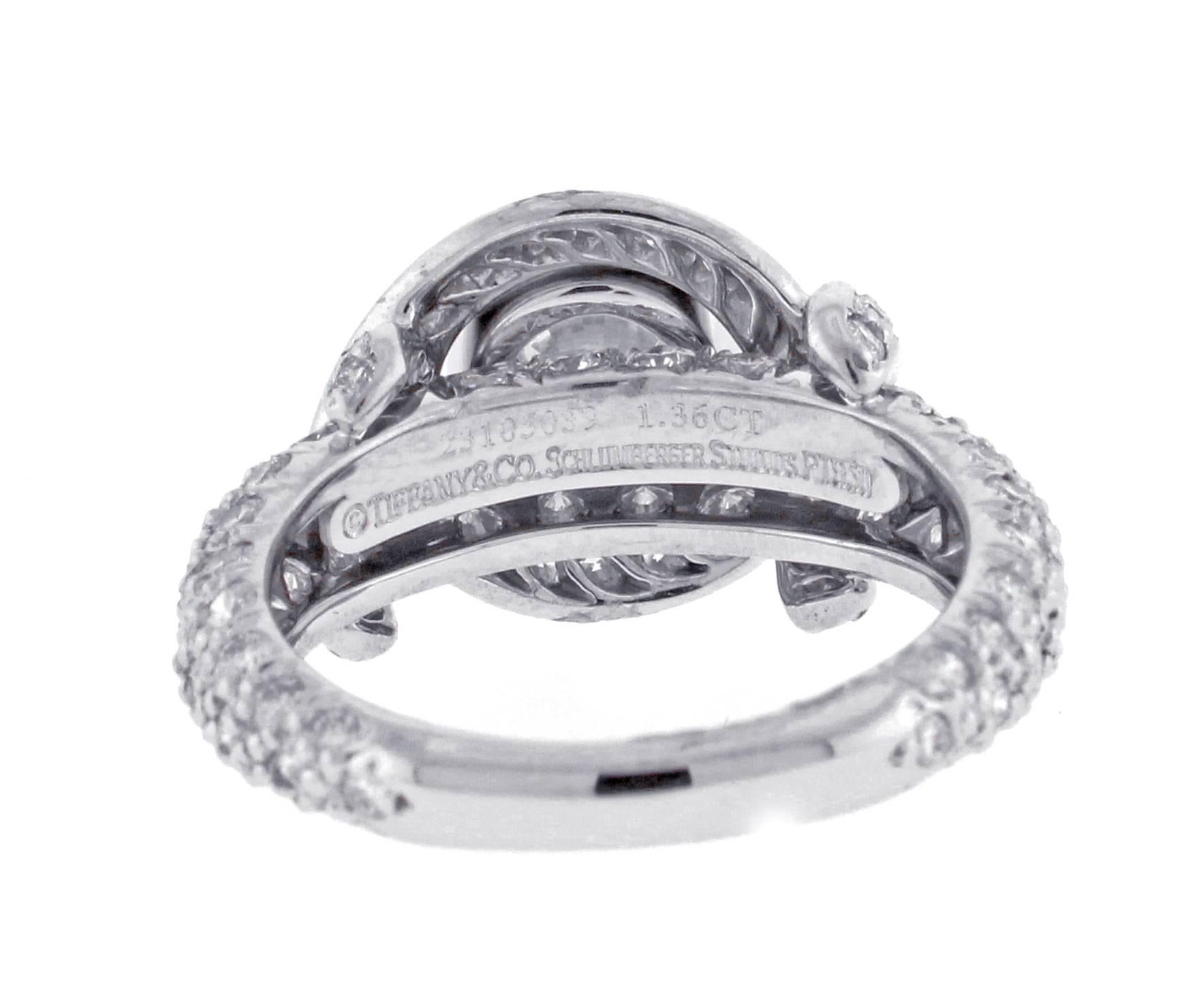 Tiffany & Co. Jean Schlumberger Diamond platinum Engagement Ring In Excellent Condition In Bethesda, MD