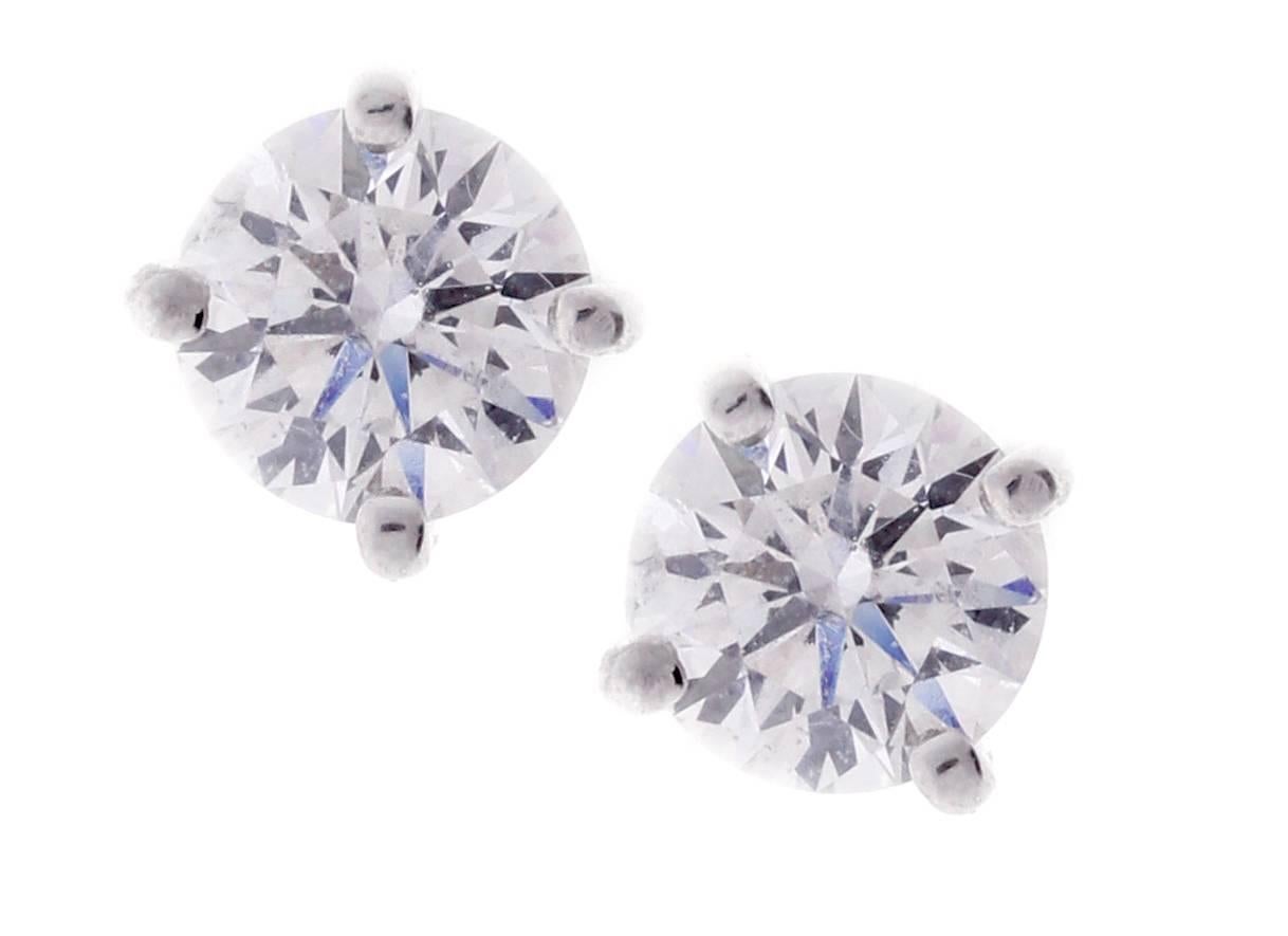 Platinum Tiffant & Co diamond stud earring The two diamonds weigh 1.82 carats total. The diamonds are 