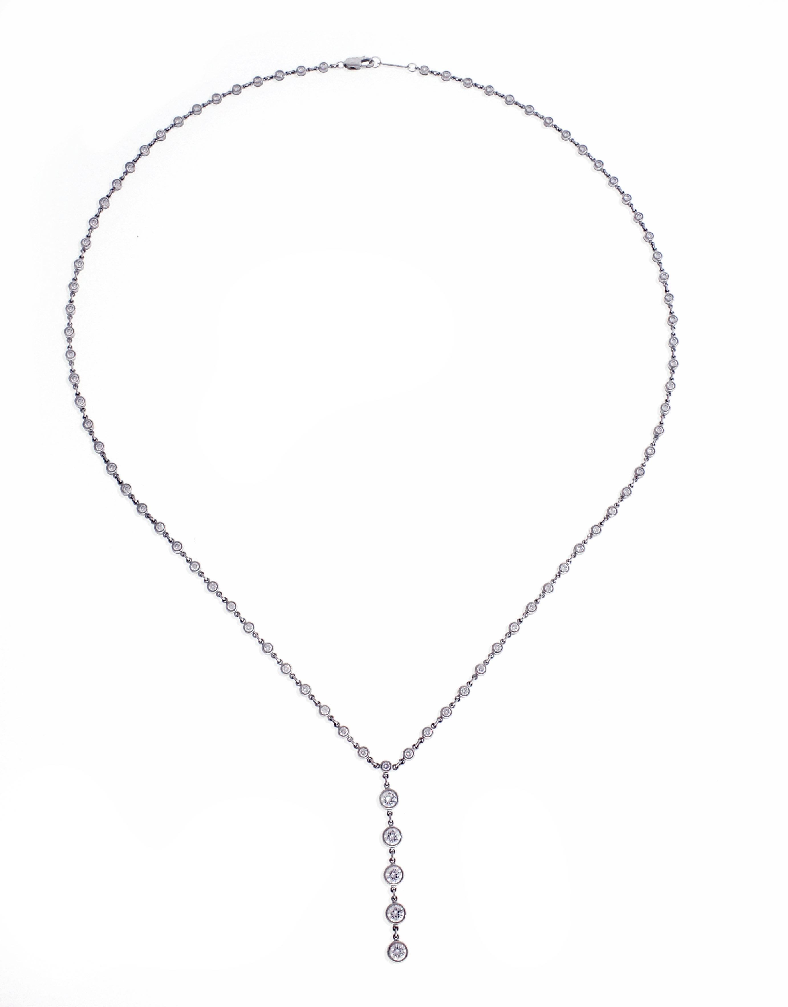 Tiffany Jazz has rhythm. The necklace is comprised of 2.08 carats of brilliant Tiffany diamonds. Set in platinum, 18