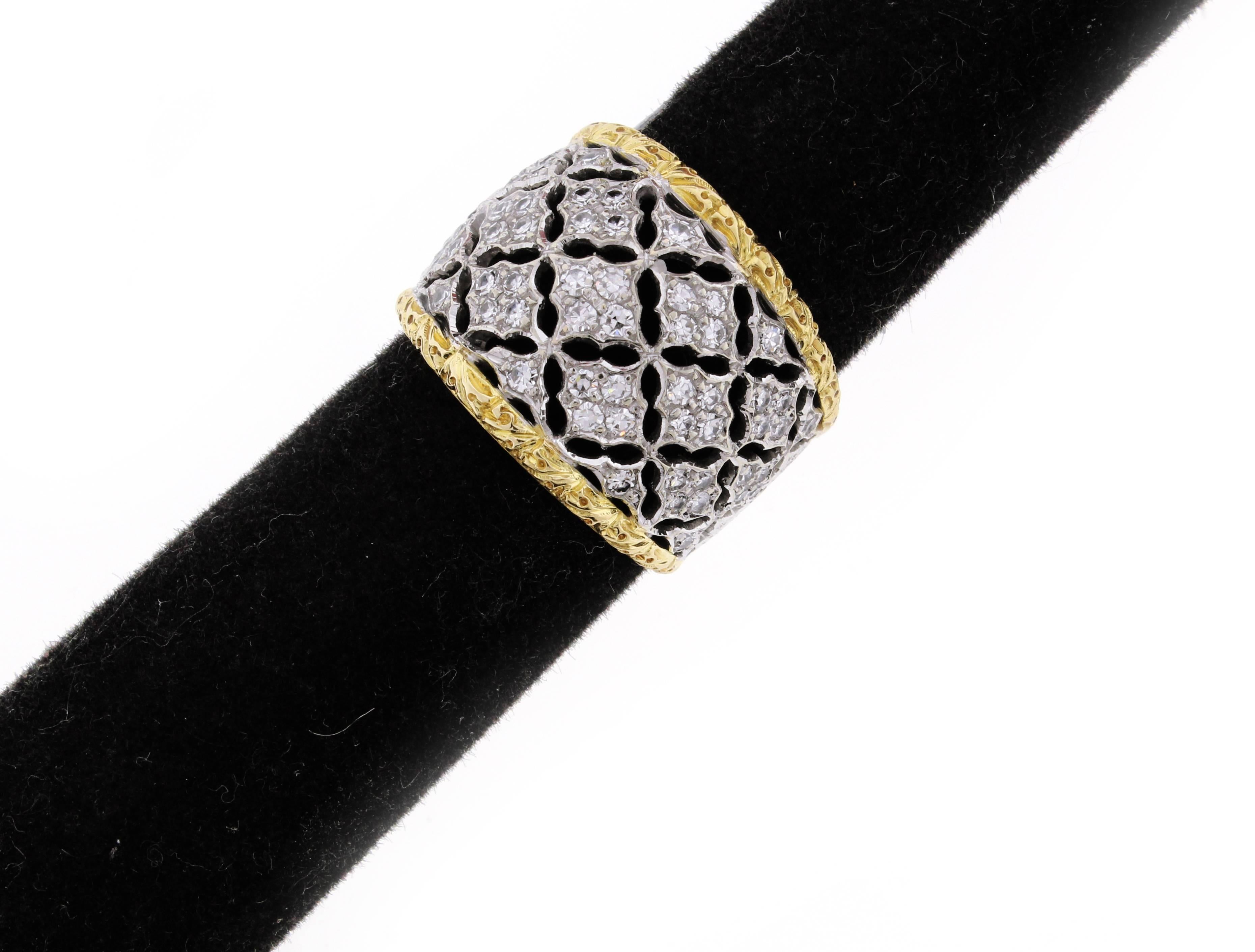 Women's or Men's Buccellati Diamond Gold Band Ring