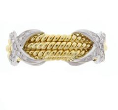 Tiffany & Co. Schlumberger Rope Three Row Diamond Gold Platinum X Ring