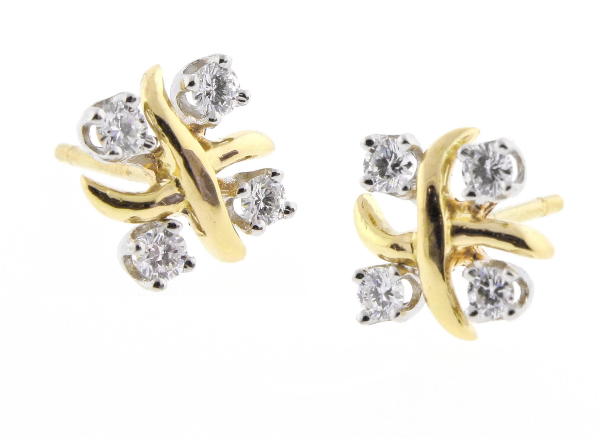 Tiffany & Co. Jean Schlumberger’s creations are some among the world’s most collectable jewels . Diamonds accentuate the unique design of these timeless  Lynn earrings. 8 diamonds .28 carats, set in platinum and 18 karat.
